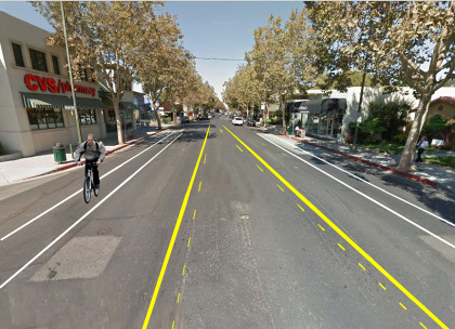 Rendering of  the temporary bike lanes on Lincoln Ave.